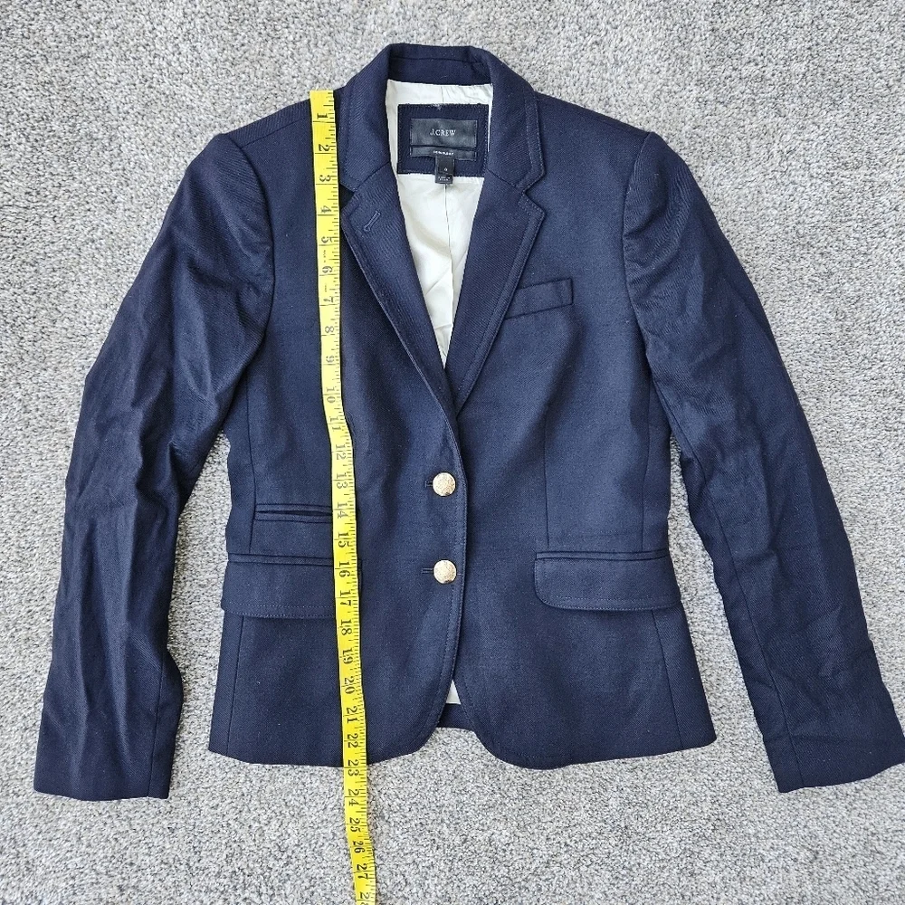 J. Crew Schoolboy Blazer Wool Double Pocket Navy Blue Gold Buttons Jacket Size 0